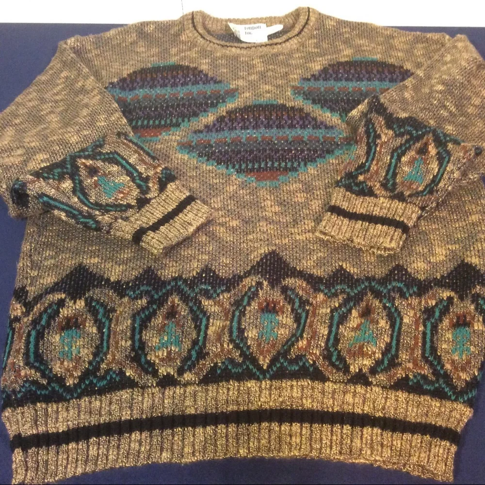 London Fog Vintage Aztec southwestern design Men’s sweater size large